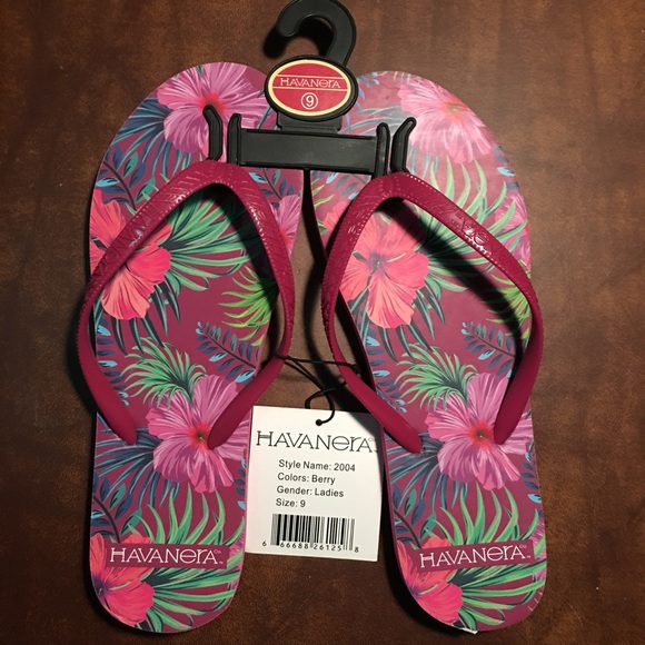 NWT Havanera Flip flops, pink floral - Picture 1 of 2